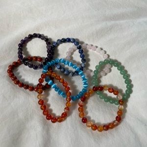 Bundle of (7) Gemstone Crystal Bracelets